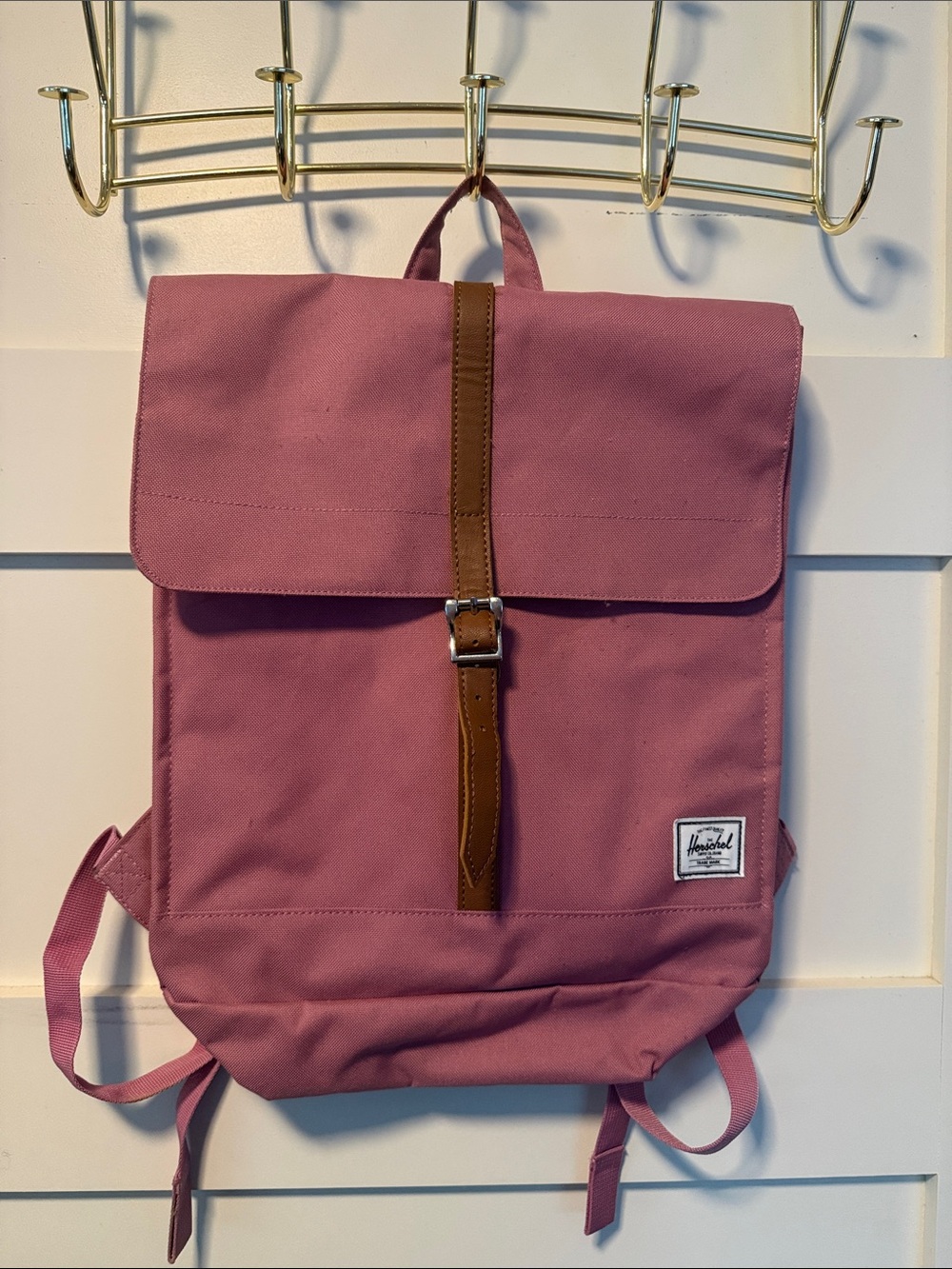Herschel Supply Company Heritage Backpack - Rosewood Pink with Brown Strap